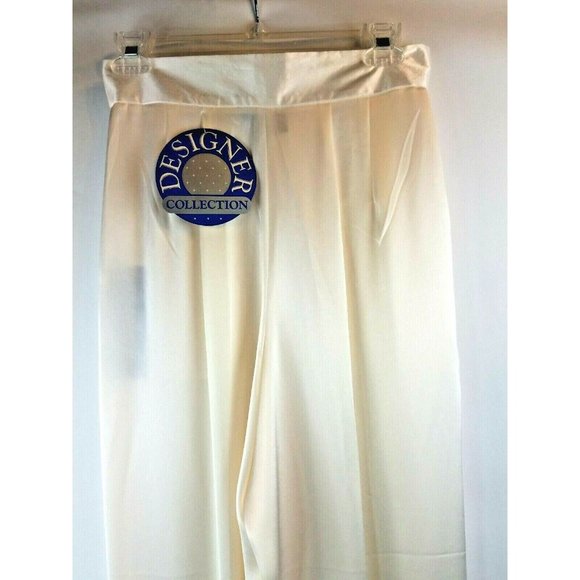 IB Diffusion VTG Ivory Satin Pleated Pants 10 - Picture 6 of 9